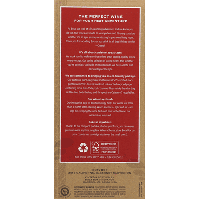 Bota Box Cabernet Sauvignon, California, 2018