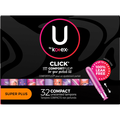 U by Kotex Click Compact Tampons, Super Plus Absorbency, Unscented