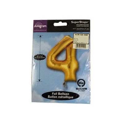 Mayflower 34" Number 4 Shape Golden Foil Balloon