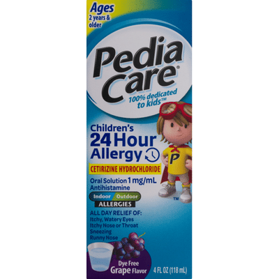 PediaCare Children's 24 Hour Allergy Oral Solution Ages 2 Years & Older Dye Free Grape Flavor