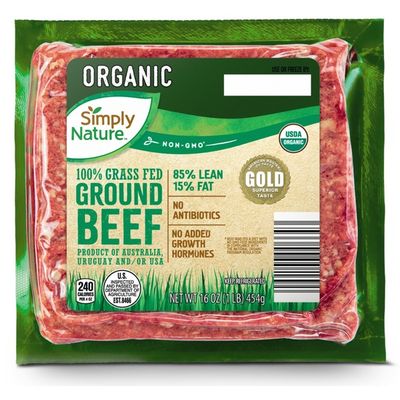 Simply Nature 85% Lean 15% Fat 100% Organic Grass Fed Ground Beef