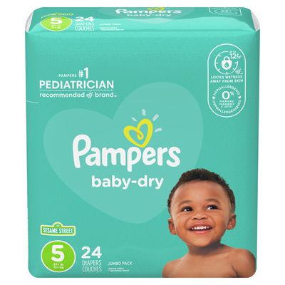 Pampers Baby Dry Diapers, Size 5 (27+ lb)