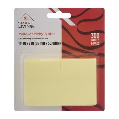 Smart Living Yellow Sticky Notes - 6 PK
