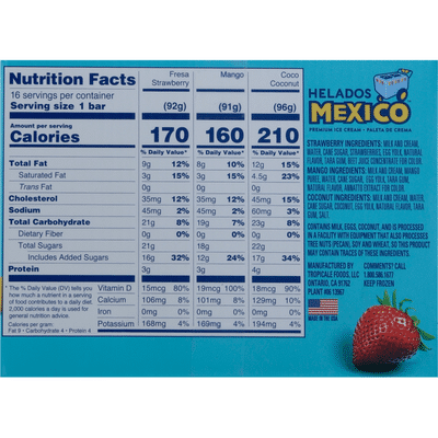 Helados Mexico Ice Cream Bars Premium Strawberry Mango Coconut 3 Fl Oz Delivery Or Pickup Near Me Instacart