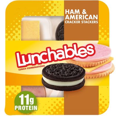 Lunchables Ham & American Cheese Cracker Stackers Snack Kit with Chocolate Sandwich Cookies