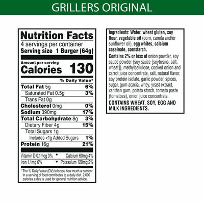 Morning Star Farms Veggie Burgers, Plant Based Protein, Frozen Meal, Grillers Original