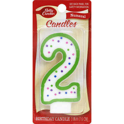 Betty Crocker Candle, Birthday, Numeral, 2, 3 Inch