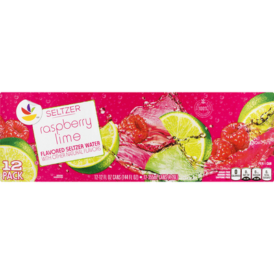 SB Seltzer Water, Raspberry Lime, 12 Pack