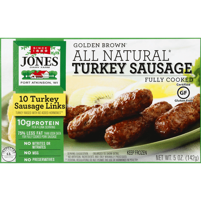 Jones Dairy Farm Golden Brown All Natural Fully Cooked Turkey Sausage