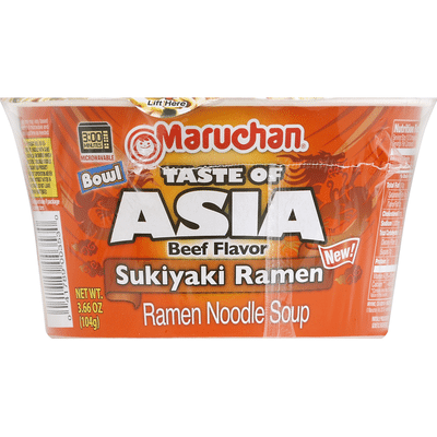 Maruchan Ramen Noodle Soup, Sukiyaki Ramen, Beef Flavor, Bowl