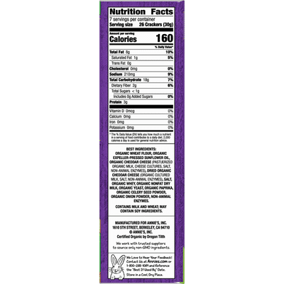 Annie's Organic White Cheddar Squares Baked Snack Crackers