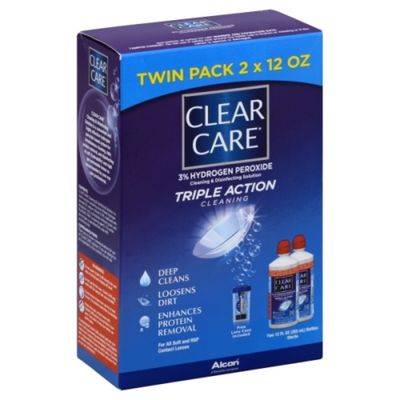 CLEAR CARE Cleaning & Disinfecting Solution, Triple Action Cleaning, Twin Pack