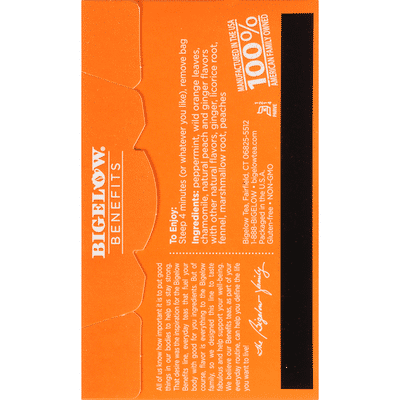 Bigelow Benefits Ginger & Peach Herbal Tea Tea Bags