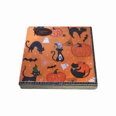 Caspari Scaredy Cats Paper Luncheon Napkins In Orange