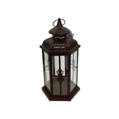 Medium Floral Lantern Iron & Glass
