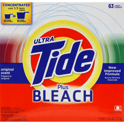 Tide Detergent, Ultra, Plus Bleach, Original Scent