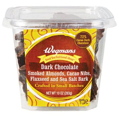Wegmans Dark Chocolate Smoked Almonds, Cacao Nibs, Flaxseed and Sea Salt Bark