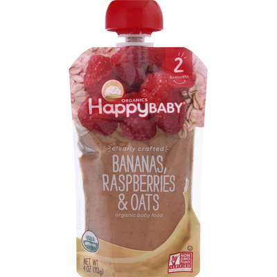 Happy Baby Bananas, Raspberries & Oats