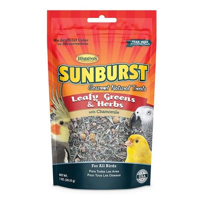 Higgins Premium Pet Foods Sunburst Gourmet Natural Treats Leafy Greens & Herbs With Chamomile & Bee Pollen for All Birds