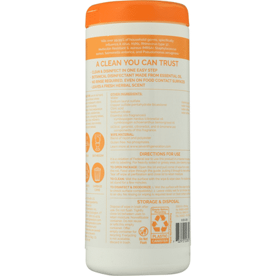 Seventh Generation Disinfecting Multi-surface Wipes Lemongrass Citrus Scent