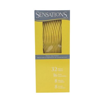 Sensations Cutlery, Plastic, Heavyweight, Golden Yellow, Assorted