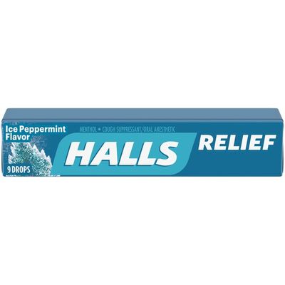 Halls Ice Peppermint Flavor Cough Suppressant & Oral Anesthetic Drops
