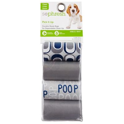 So Phresh Pick It Up Print & Scented Dog Waste Bags Gray 120 Count