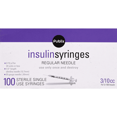 Publix Insulin Syringes Regular Needle 3 10 Cc 100 Each Instacart