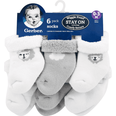 Gerber Socks, 0-3 months, 6 Pack