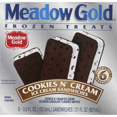 Meadow Gold Ice Cream Sandwiches, Cookies N' Cream