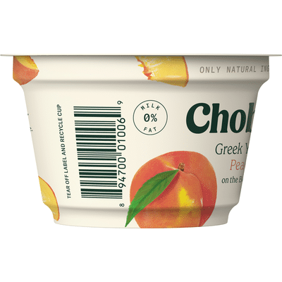 Chobani Yogurt, Greek, Non-Fat, Peach on the Bottom