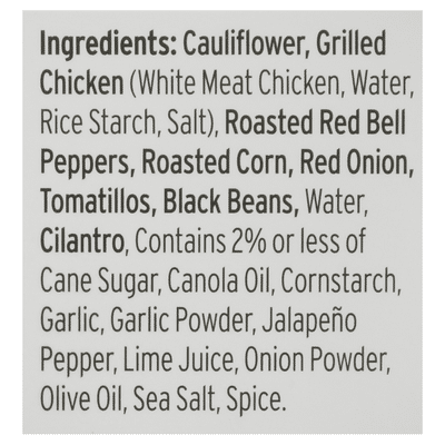 Red's Riced Cauliflower, Gluten Free, Chicken Cilantro and Lime