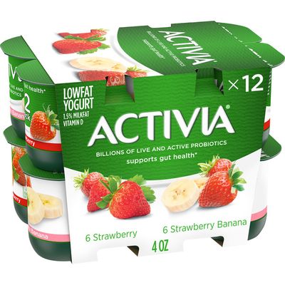 Activia Probiotic Strawberry & Strawberry Banana Variety Pack Yogurt