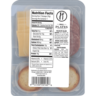 Hillshire Farm Small Plates, Italian Dry Salami and Gouda Cheese, Single Serve