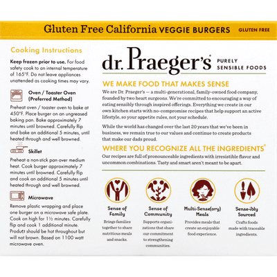 Dr. Praeger's Veggie Burgers, Gluten Free, California