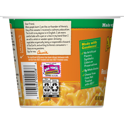 Annie's Real Aged Cheddar Macaroni & Cheese, Microwavable Mac & Cheese