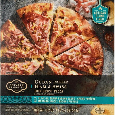 Private Selection Pizza, Thin Crust, Ham & Swiss, Cuban Inspired
