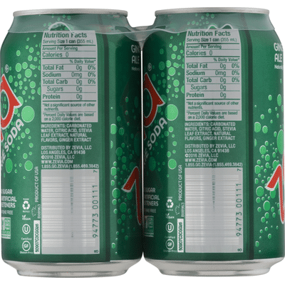 Zevia Zero Calorie Soda Ginger Ale - 6 PK