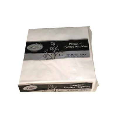 Lillian 1/4 Fold 3-Ply 15.8" x 16.3" Premium White Dinner Napkin