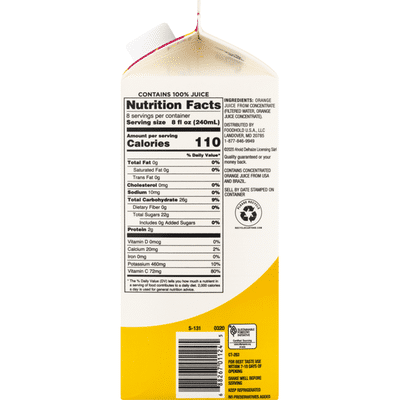 SB 100% Juice, Orange, No Pulp