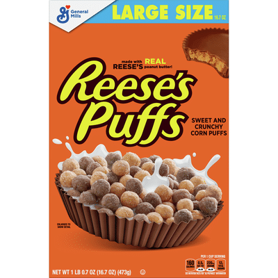 Reese's Puffs Breakfast Cereal, Chocolate Peanut Butter, with Whole Grain