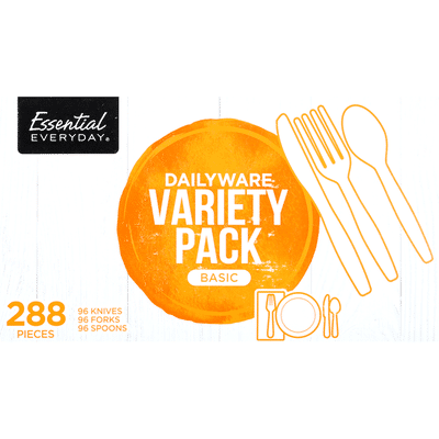 Essential Everyday Knives/Forks/Spoons, Basic, Dailyware, Variety Pack