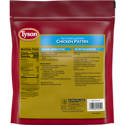 Tyson Fully Cooked Chicken Patties, Frozen