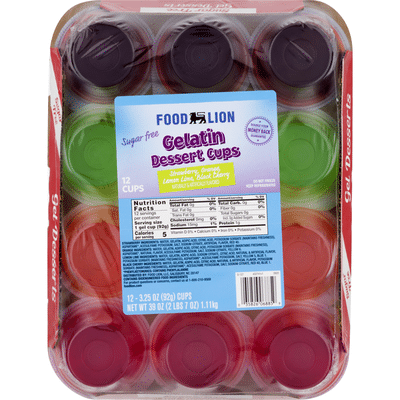 Food Lion Gelatin Dessert, Sugar Free, Strawberry/Orange/Lemon-Lime/Black Cherry