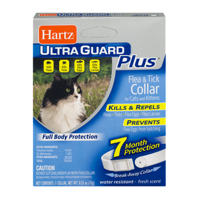 Hartz Ultra Guard Plus Flea & Tick Collar for Cats and Kittens, Fresh Scent White