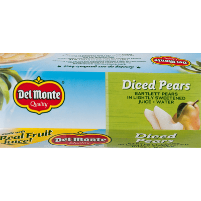 Del Monte Diced Bartlett Pears in Light Syrup Fruit Cups