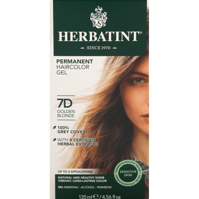 Herbatint Haircolor Gel, Permanent, Golden Blonde 7D