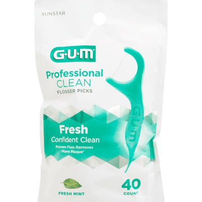 GUM Flosser Picks, Professional Clean, Fresh Mint