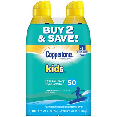 Coppertone Kids Sunscreen Spray SPF 50, Twin Pack