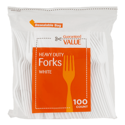 Guaranteed Value Heavy Duty Plastic Forks White - 100 CT